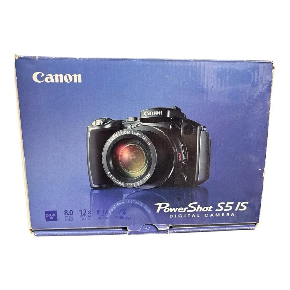 Canon PowerShot S5 IS 8MP Digital Camera 12x Optical Zoom Image Stabilizer W/Bag